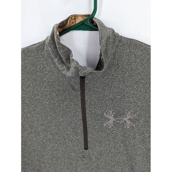 Under Armour Loose HeatGear Borderland Men's Brown Gray 1/4 Zip Hunt Pullover, L - Picture 5 of 7